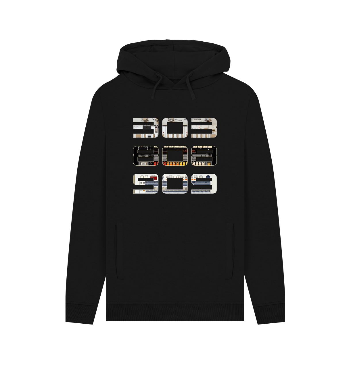 Black Printed Hoody Front