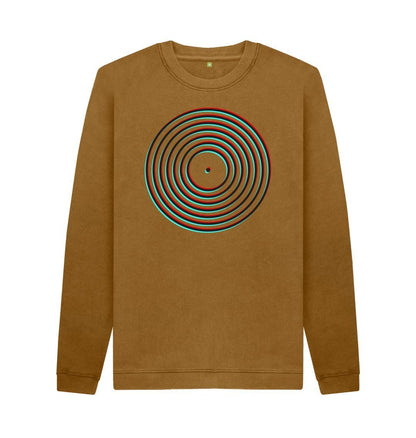 Brown Mens Vinyl Record Outline Sweatshirt