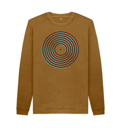 Brown Mens Vinyl Record Outline Sweatshirt