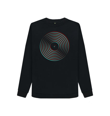 Black Womens Vinyl Record Outline Sweatshirt
