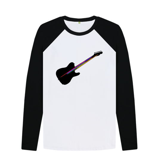 Black-White Sound Shirt Guitar Strings Mens Baseball Shirt