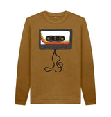 Brown Mens Unwound Cassette Graphic Sweatshirt