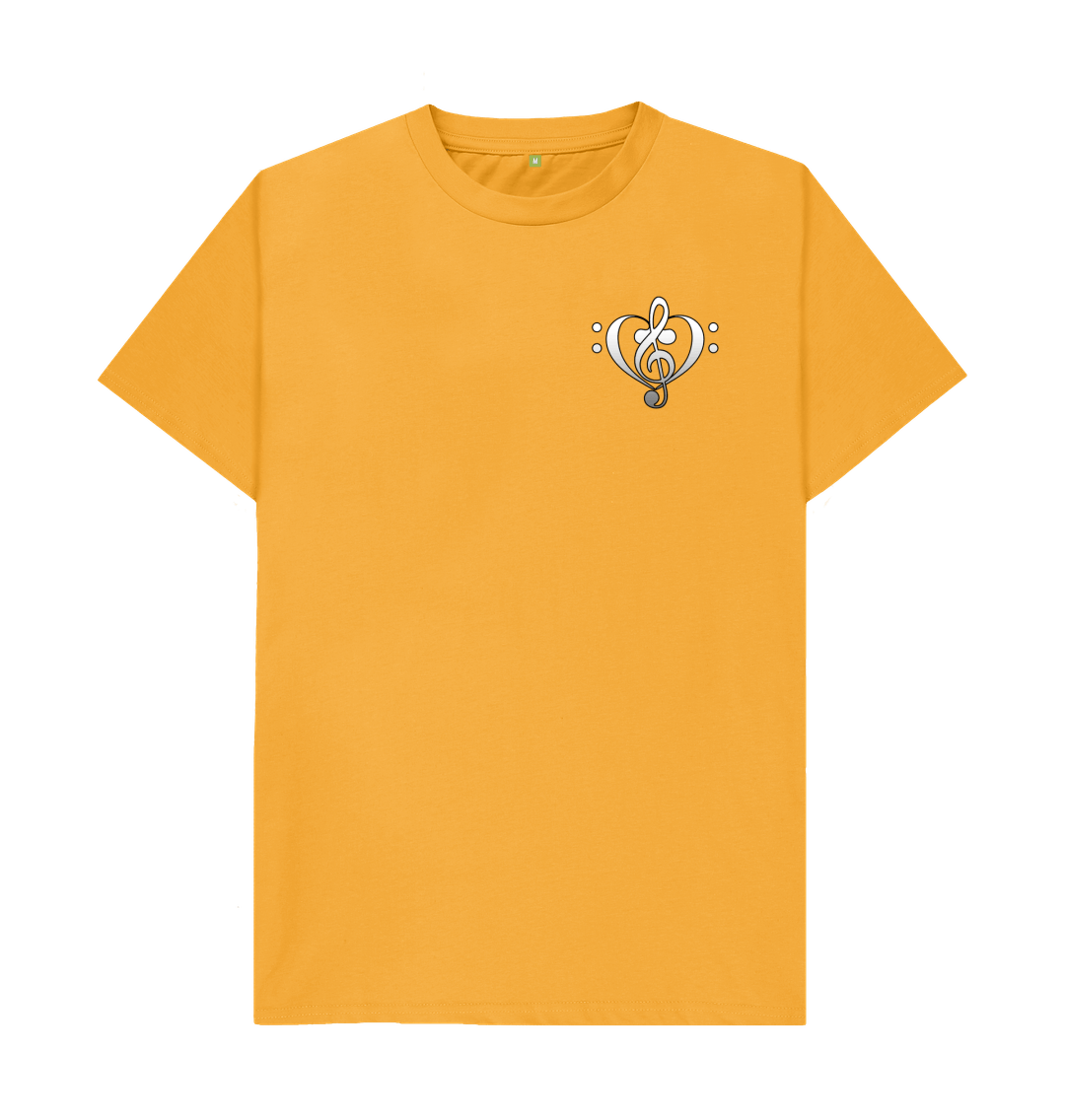 Mustard Combined Clef Heart Symbol Graphic Mens T-Shirt
