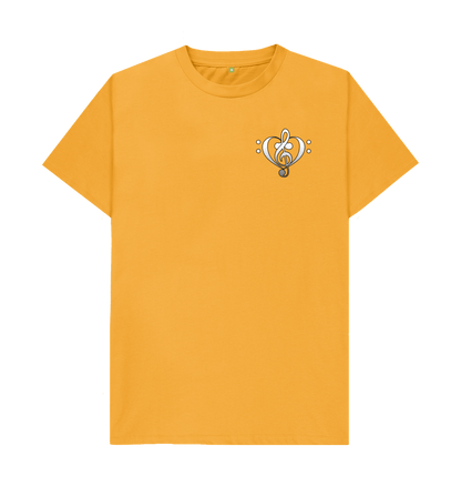 Mustard Combined Clef Heart Symbol Graphic Mens T-Shirt