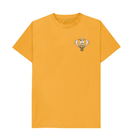 Mustard Combined Clef Heart Symbol Graphic Mens T-Shirt