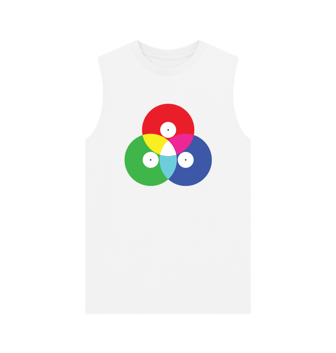 White Colour Blend Vinyl Record Graphic Mens Vest