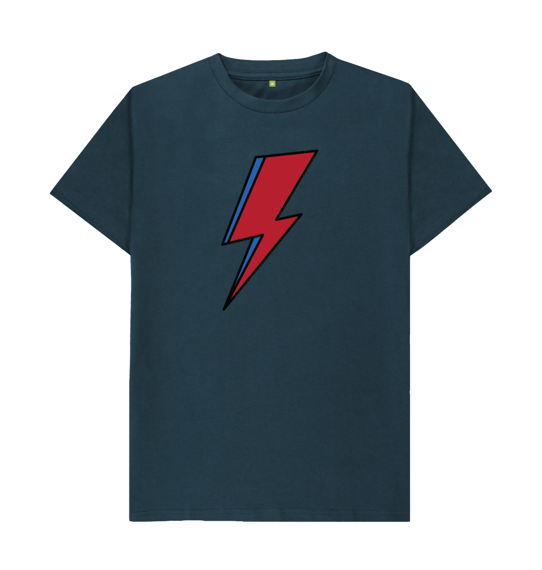 Denim Blue David Bowie Lightning Bolt Mens T-Shirt