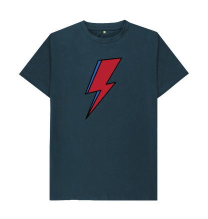 Denim Blue David Bowie Lightning Bolt Mens T-Shirt