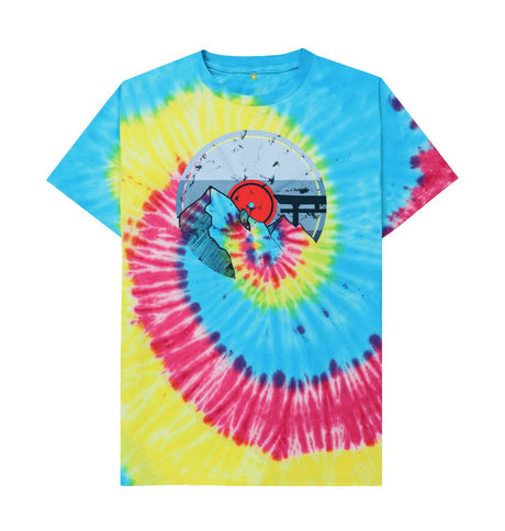 Tie Dye Mens Vinyl Record Mountain T-Shirt