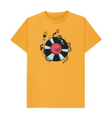 Mustard Cartoon DJ Turntable & Mic T-Shirt