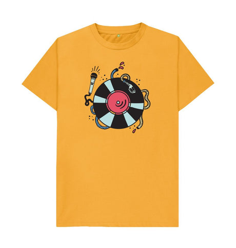 Mustard Cartoon DJ Turntable & Mic T-Shirt
