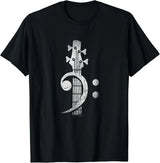 Bass Clef Headstock Bass Guitar T-Shirt