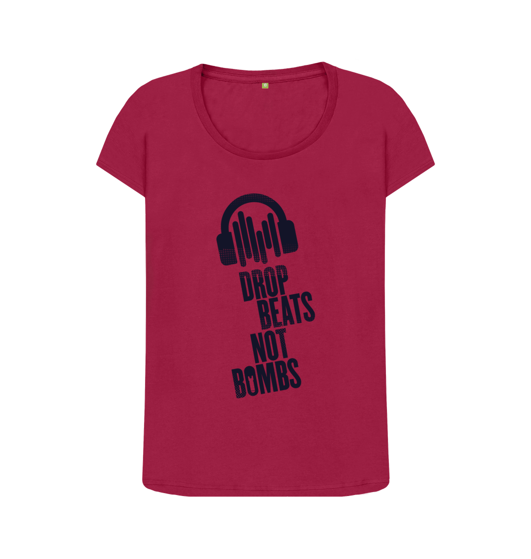 Cherry \"Drop Beats Not Bombs\" Women's Scoop Neck T-Shirt