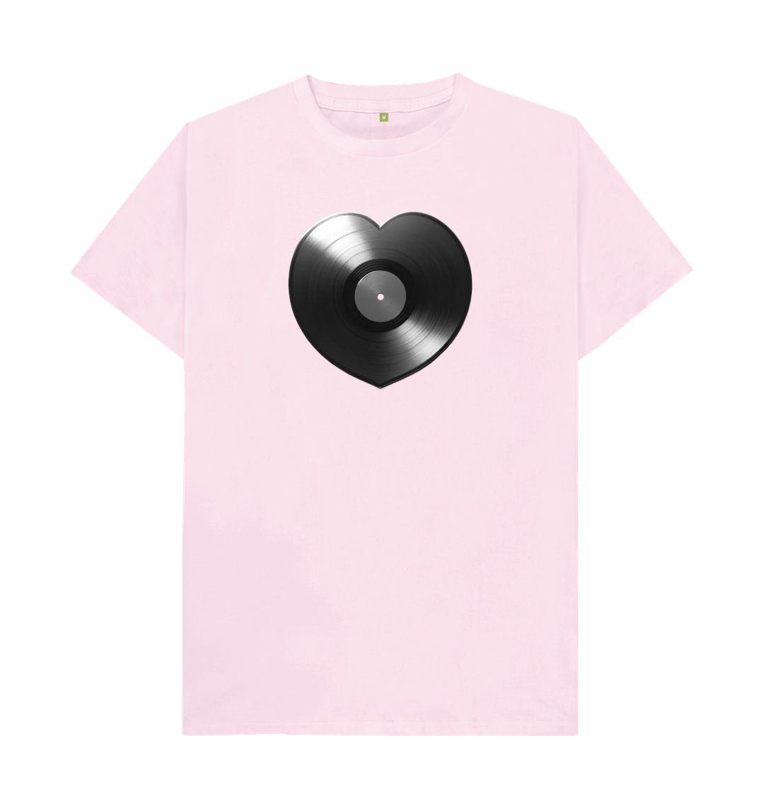 Pink Mens Vinyl Heart T-shirt - Black