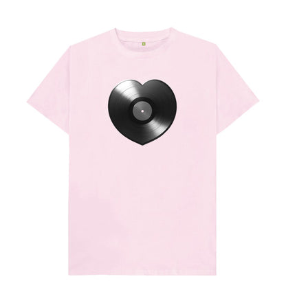 Pink Mens Vinyl Heart T-shirt - Black