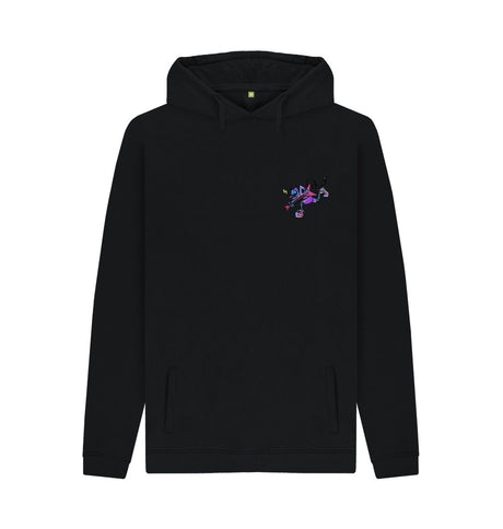 Black Mens Cartoon Character Flying V Hoodie
