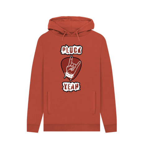 Rust \"Pluck Yeah\" Graphic Mens Guitar Rock Hoodie