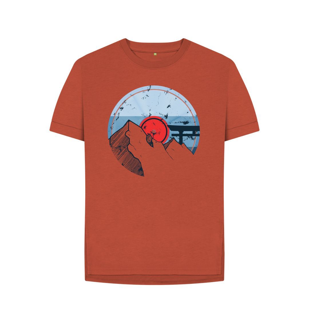 Rust Womens Vinyl Record Mountain T-Shirt