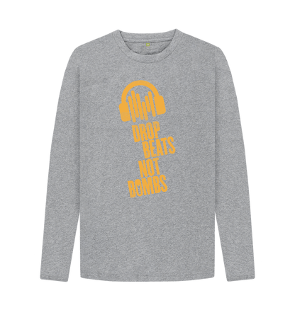 Athletic Grey \"Drop Beats Not Bombs\" Men's Long Sleeve T-Shirt