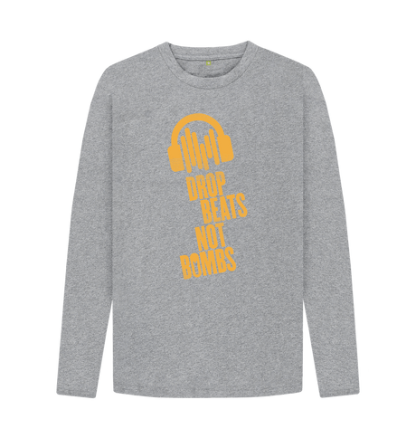 Athletic Grey \"Drop Beats Not Bombs\" Men's Long Sleeve T-Shirt