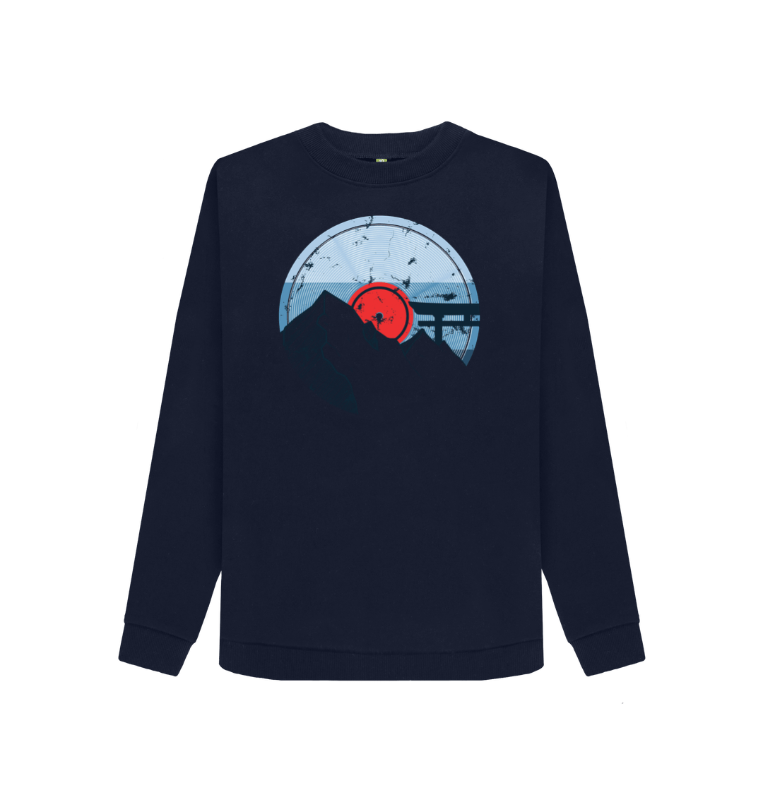 Navy Blue Printed Sweater Front
