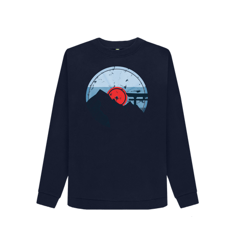 Navy Blue Printed Sweater Front