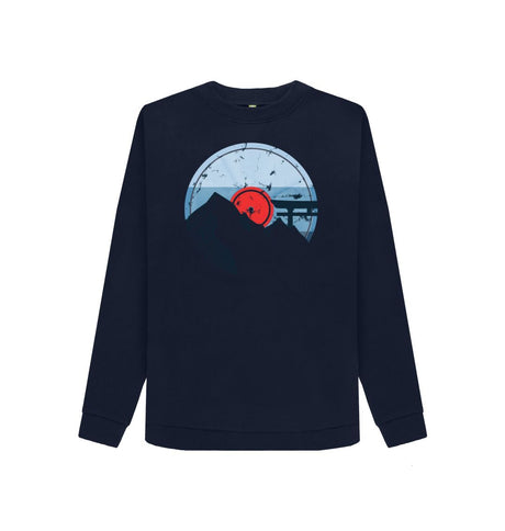 Navy Blue Womens Vinyl Record Mountain Sweatshirt