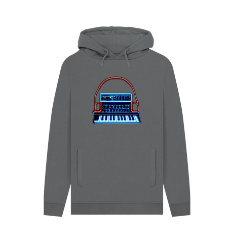 Slate Grey Neon Moog Style Synth Mens Hoodie