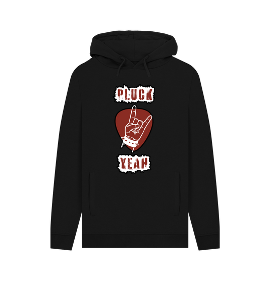 Black \"Pluck Yeah\" Graphic Mens Guitar Rock Hoodie