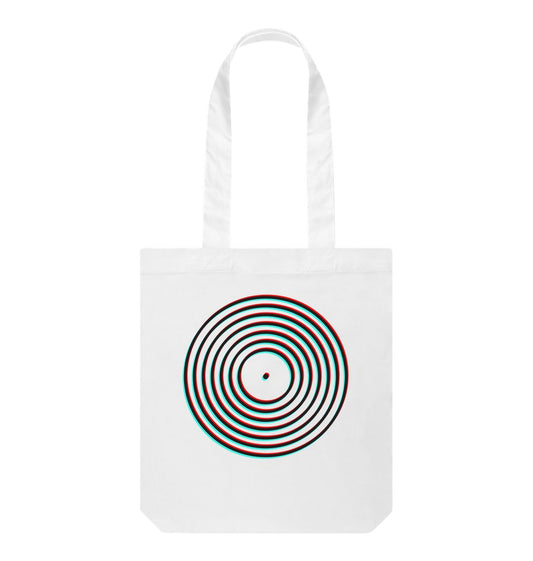 White Vinyl Record Outline Shopper Bag