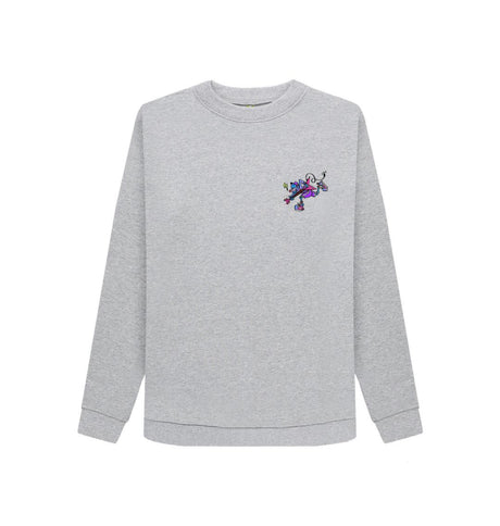 Light Heather Womens Cartoon Character Flying V Sweater