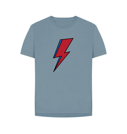 Stone Blue David Bowie Lightning Bolt Womens T-Shirt