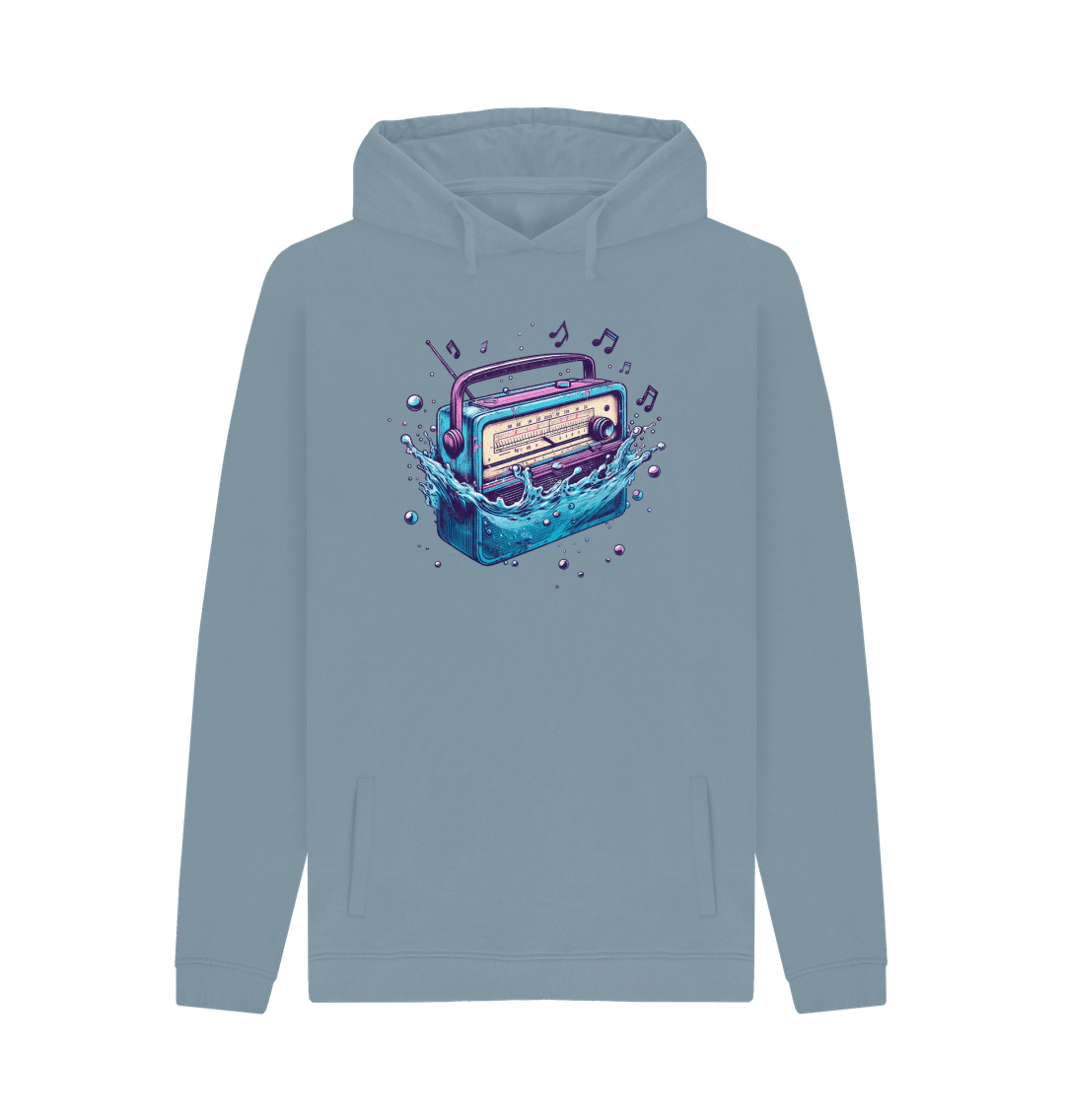 Stone Blue Printed Hoody Front