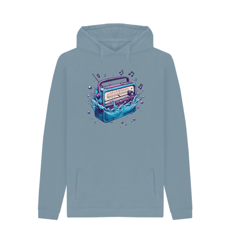 Stone Blue Printed Hoody Front