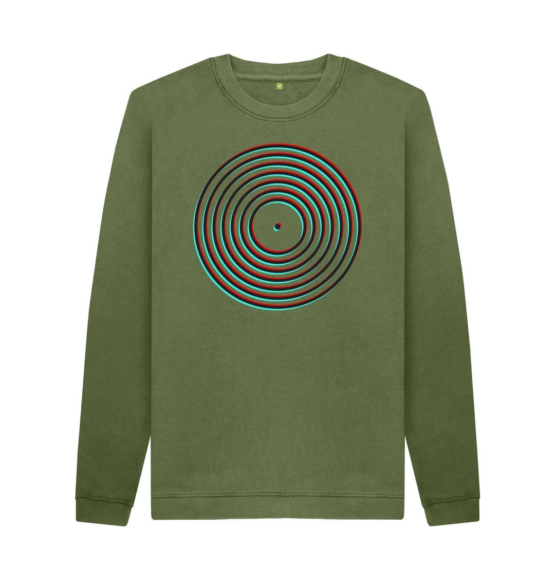 Khaki Mens Vinyl Record Outline Sweatshirt