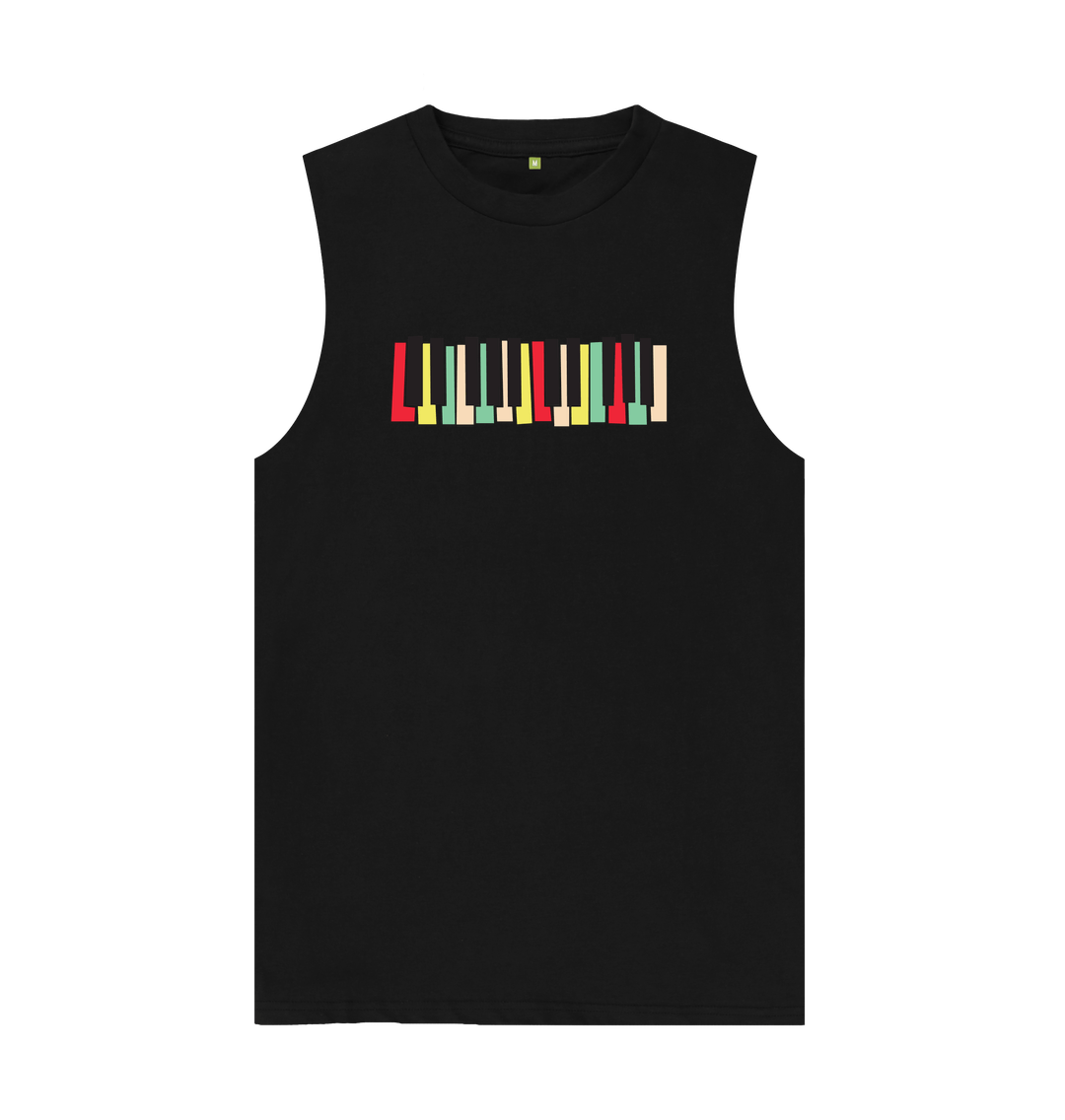 Black Colourful Keyboard Mens Vest