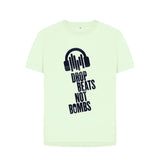 Pastel Green Drop Beats Not Bombs Sound Shirts Navy Logo Relaxed Fit Womens T-Shirt