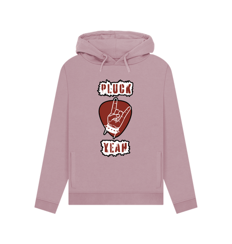 Mauve \"Pluck Yeah\" Graphic Rock Guitar Womens Pullover Hoodie