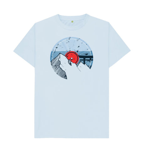 Sky Blue Mens Vinyl Record Mountain T-Shirt