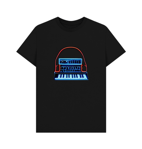 Black Neon Moog Style Synth Mens T-Shirt