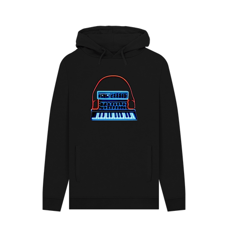 Black Neon Moog Style Synth Mens Hoodie