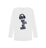 White Printed Long Sleeve T Shirt Front