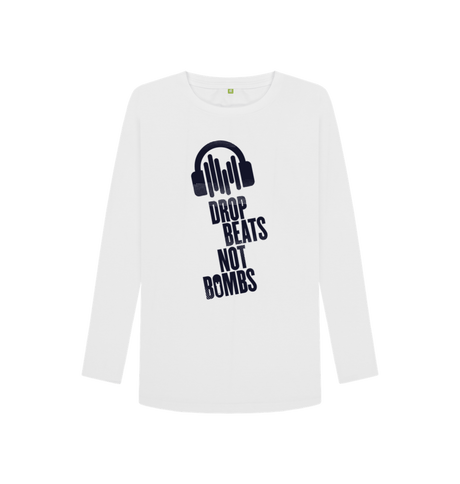 White Printed Long Sleeve T Shirt Front