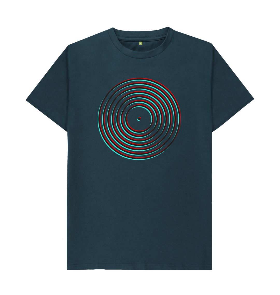 Denim Blue Vinyl Record Outline T-Shirt