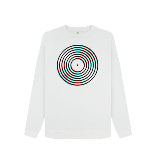 White Womens Vinyl Record Outline Sweatshirt