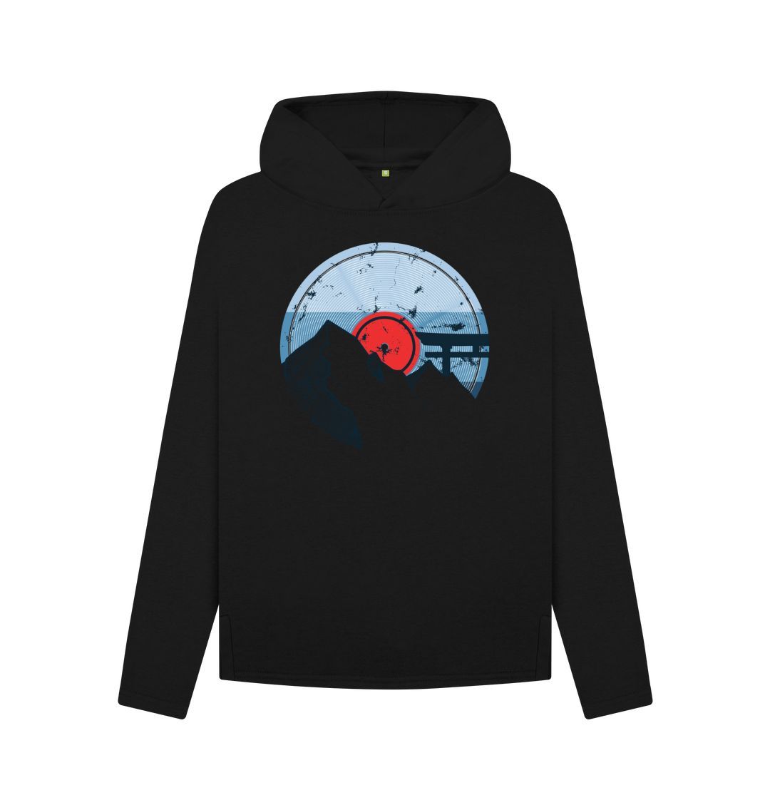 Black Womens Vinyl Record Mountain Hoodie