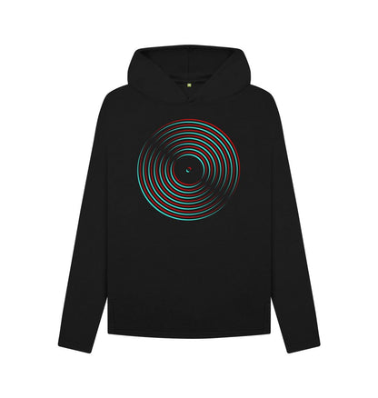 Black Womens Vinyl Record Outline Hoodie