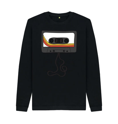 Black Mens Unwound Cassette Graphic Sweatshirt