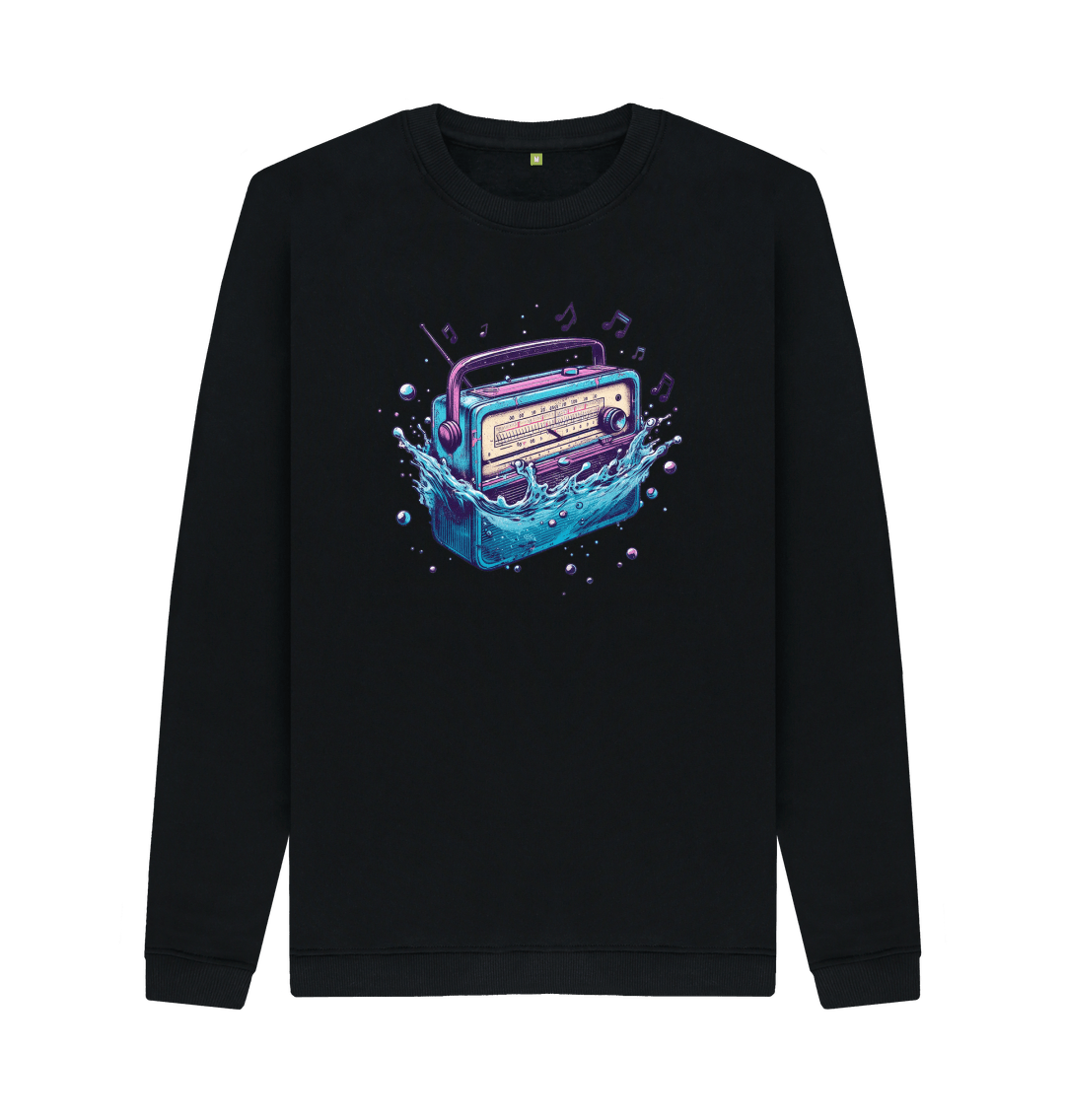 Black Printed Sweater Front