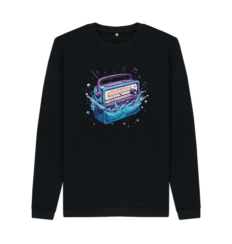 Black Printed Sweater Front